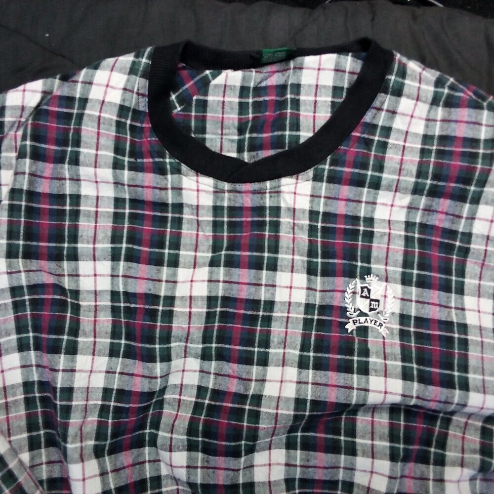 Vintage AM Player Plaid Golf Pullover Windbreaker Jacket